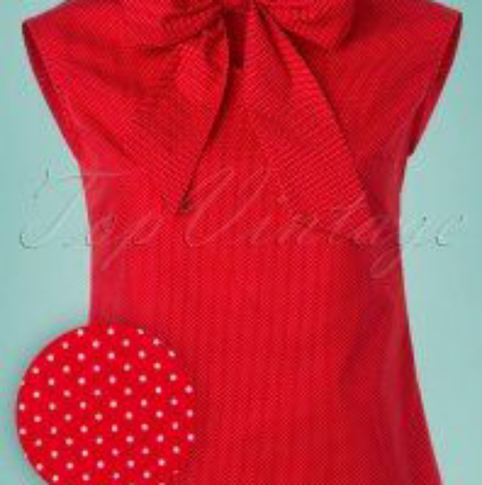 Red white pindot bow tie top